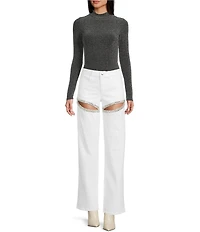 GB Denim Rhinestone Slit Pants