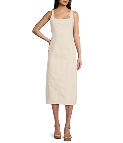 GB Seamed Midi Denim Dress