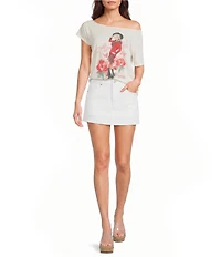 GB Dolly Parton Rose Off Shoulder Graphic Tee