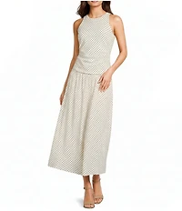 GB Dot Print Open Back Drop Waist Maxi Dress