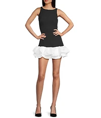 GB Drop Waist Bubble Hem Ruffle Dress