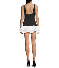 GB Drop Waist Bubble Hem Ruffle Dress