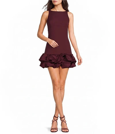 GB Drop Waist Bubble Hem Ruffle Mini Dress