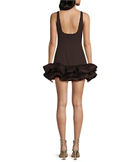 GB Drop Waist Bubble Hem Ruffle Mini Dress