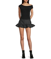 GB Drop Waist Ruffle Hem Mini Skirt