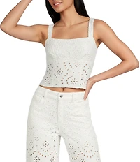 GB Embroidered Eyelet Denim Coordinating Tank