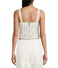 GB Embroidered Eyelet Denim Coordinating Tank