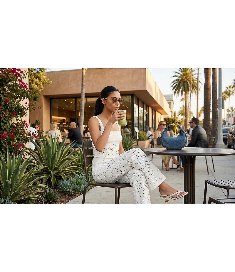 GB Embroidered Eyelet Denim Coordinating Tank