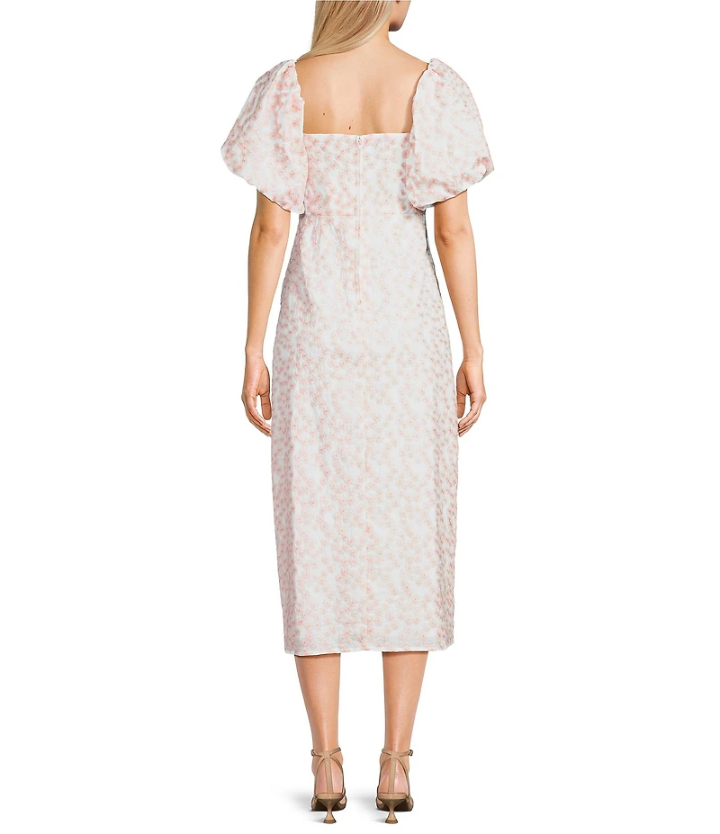 GB Embroidered Floral Print Midi Dress