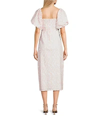 GB Embroidered Floral Print Midi Dress