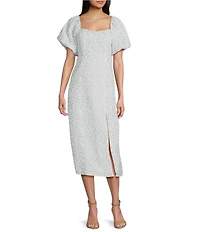 GB Embroidered Floral Print Midi Dress