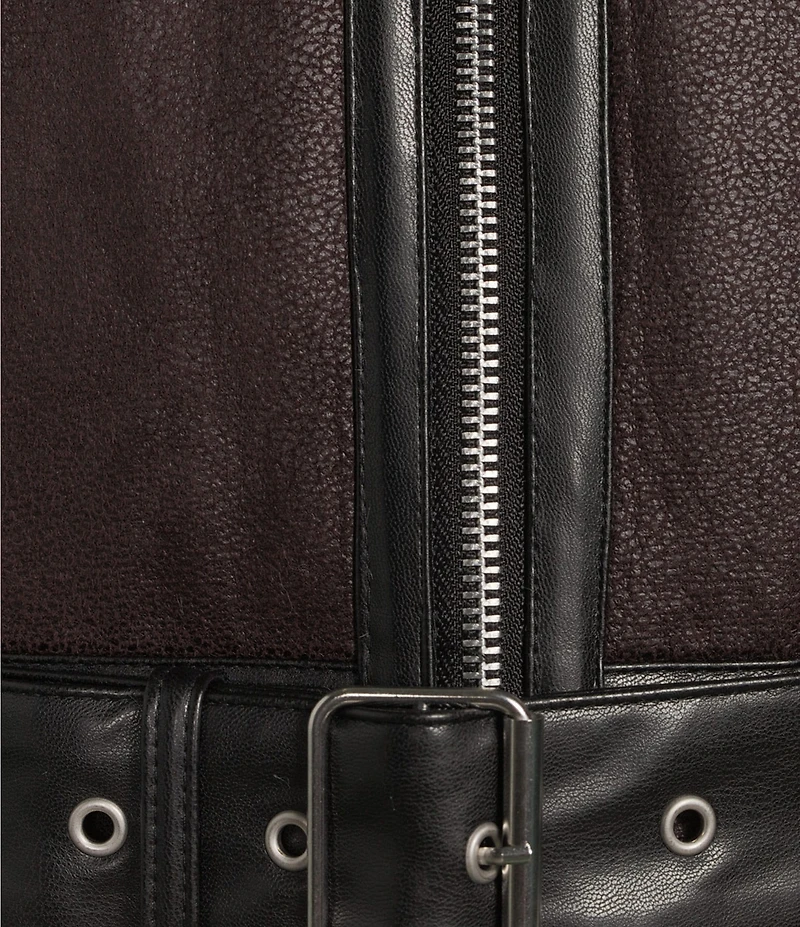 GB Faux Fur Belted Suede Jacket