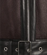 GB Faux Fur Belted Suede Jacket