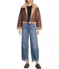 GB Faux Fur Belted Faux Suede Jacket