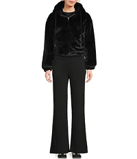 GB Faux Fur Zip Front Hooded Jacket