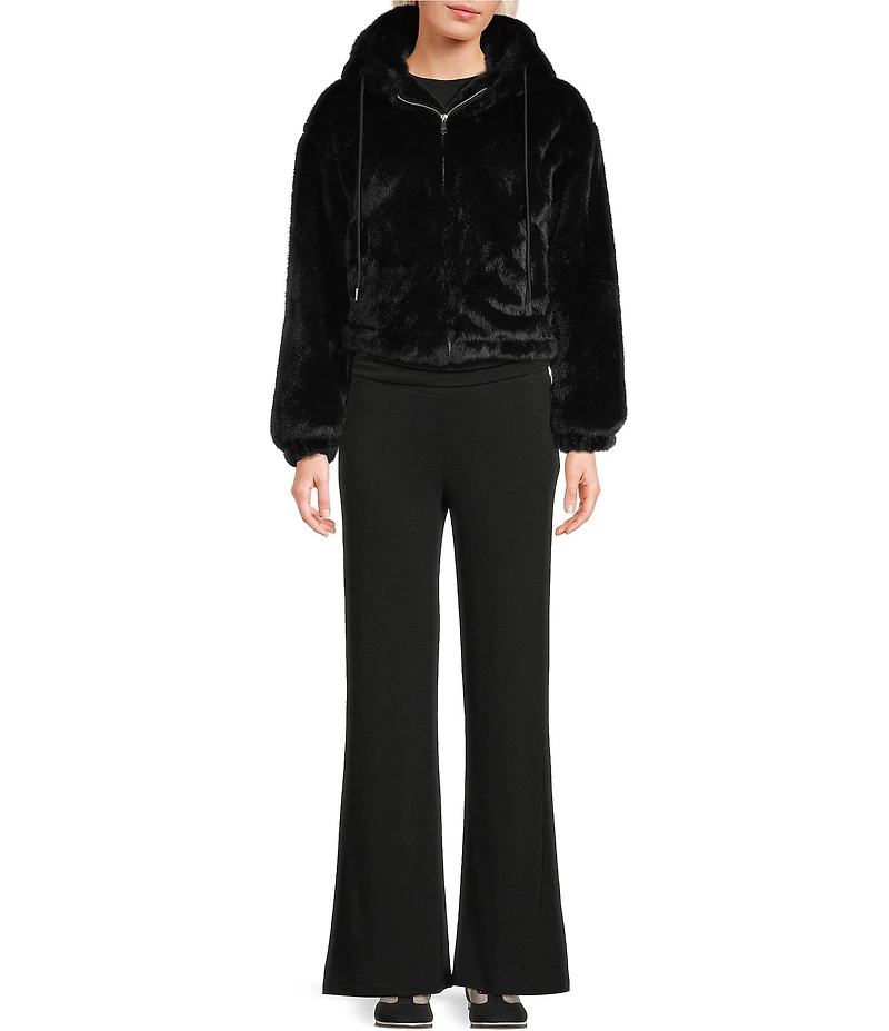 GB Faux Fur Zip Front Hooded Jacket