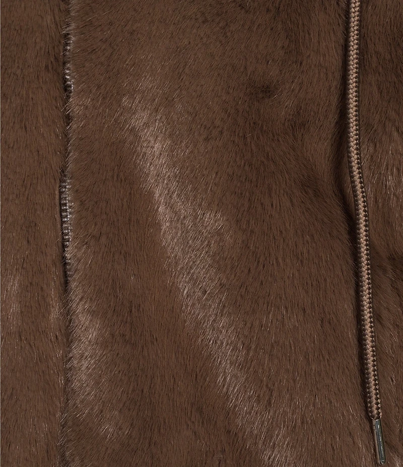 GB Faux Fur Zip Front Hooded Jacket