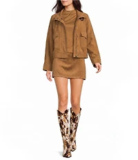 GB Faux Suede Coordinating Mini Skirt