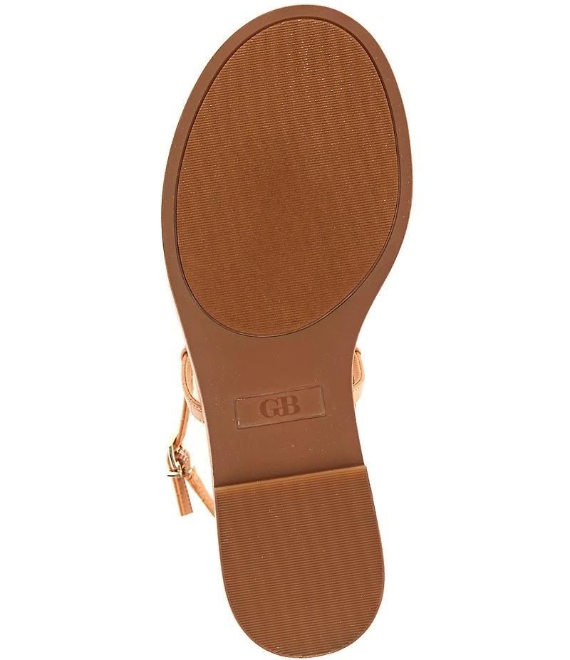 GB First-Light Croc-Embossed T-Strap Flat Sandals