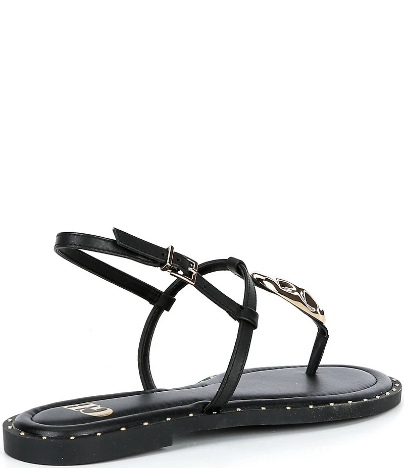 GB First-Light Leather Studded T-Strap Flat Sandals