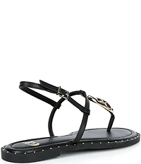 GB First-Light Leather Studded T-Strap Flat Sandals