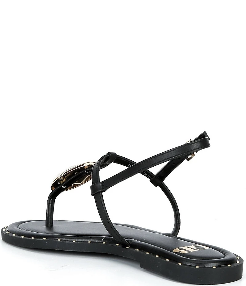 GB First-Light Leather Studded T-Strap Flat Sandals