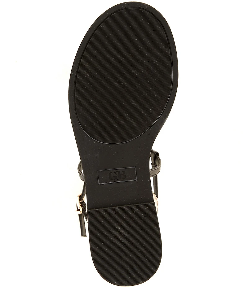 GB First-Light Leather Studded T-Strap Flat Sandals