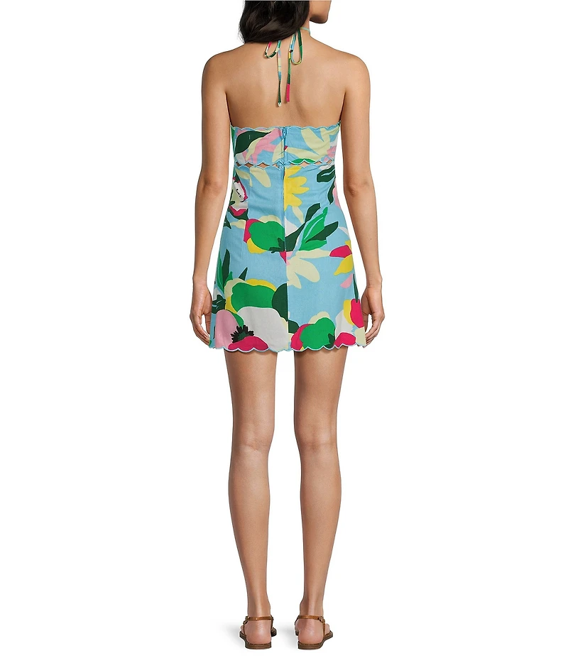 GB Floral Linen Halter Dress