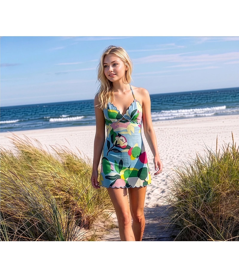 GB Floral Linen Halter Dress