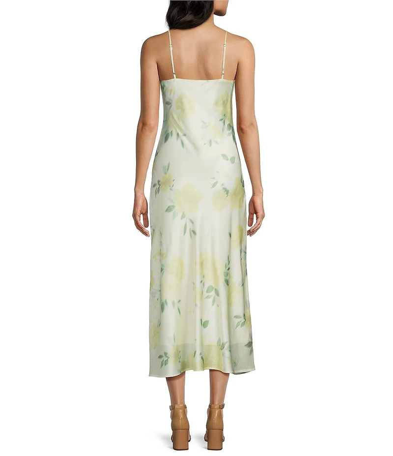 GB Floral Print Cowl Neck Sleeveless Maxi Slip Dress