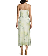 GB Floral Print Cowl Neck Sleeveless Maxi Slip Dress