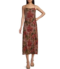 GB Floral Print Lace Slip Midi Dress