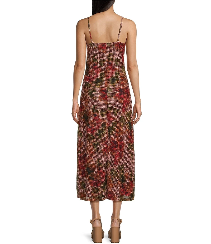 GB Floral Print Lace Slip Midi Dress