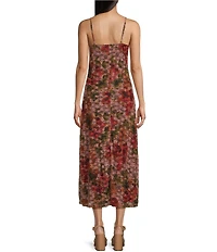 GB Floral Print Lace Slip Midi Dress
