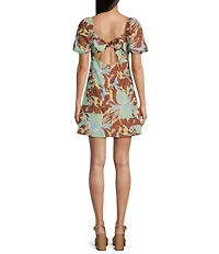 GB Floral Print Puff Sleeve Empire Waist Dress