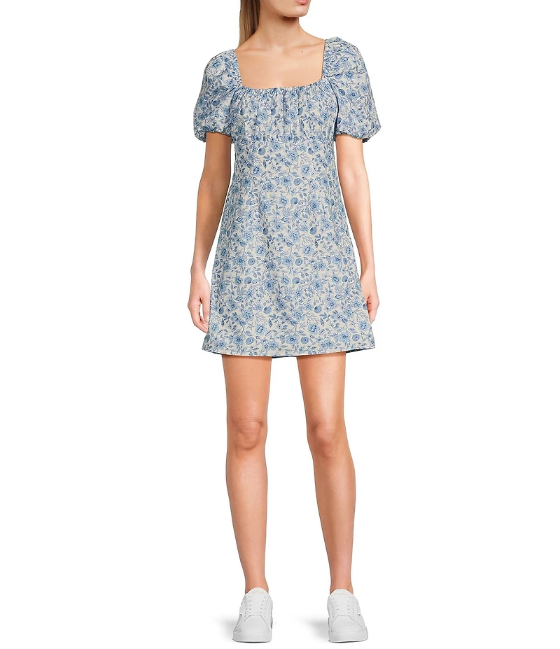 GB Floral Print Puff Sleeve Empire Waist Dress
