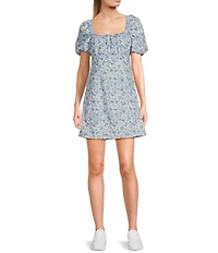 GB Floral Print Puff Sleeve Empire Waist Dress