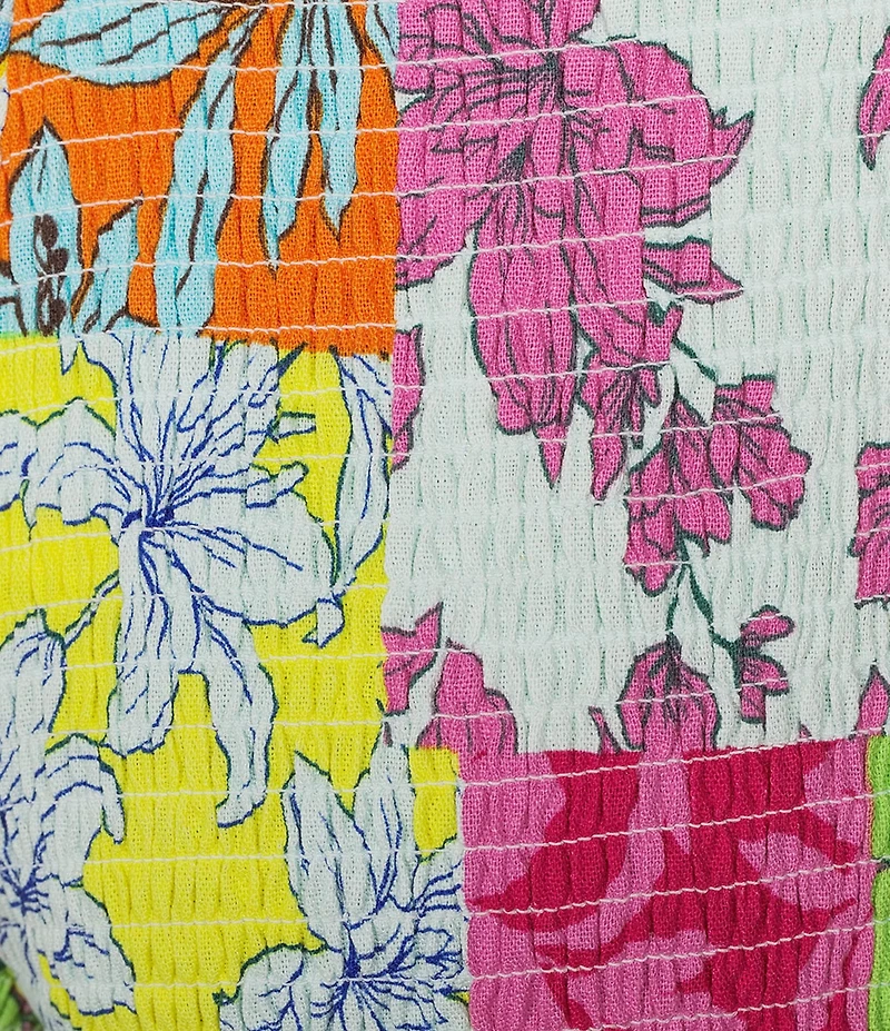 GB Floral Print Smocked Micro Shorts
