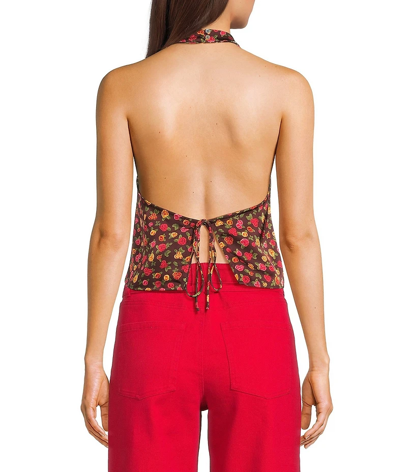 GB Floral Print Tie Back Halter Top