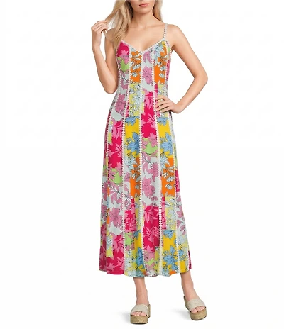 GB Floral Print V-Neck Maxi Dress