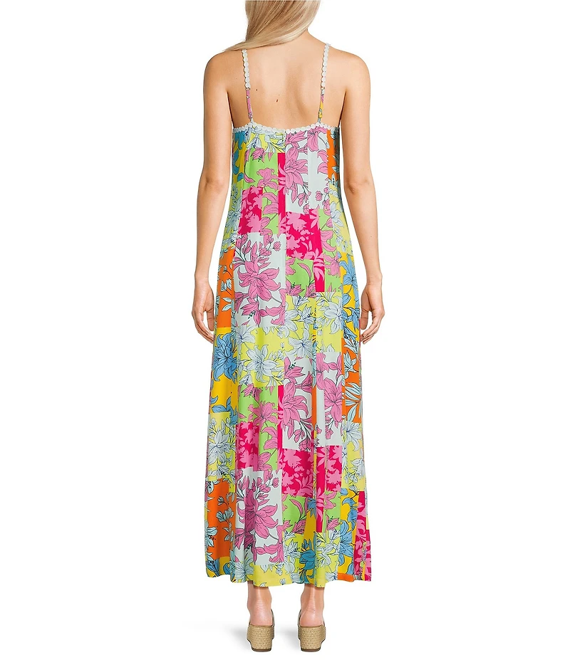 GB Floral Print V-Neck Maxi Dress