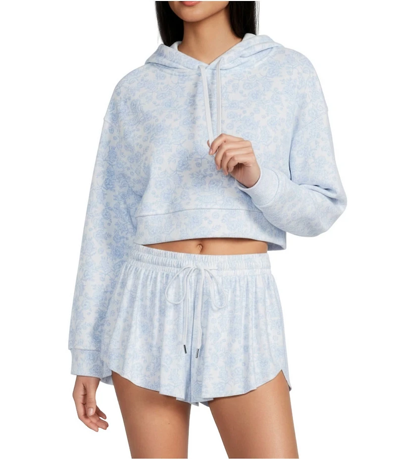 GB Floral Printed Boxy Pullover Hoodie