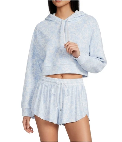 GB Floral Printed Boxy Pullover Hoodie