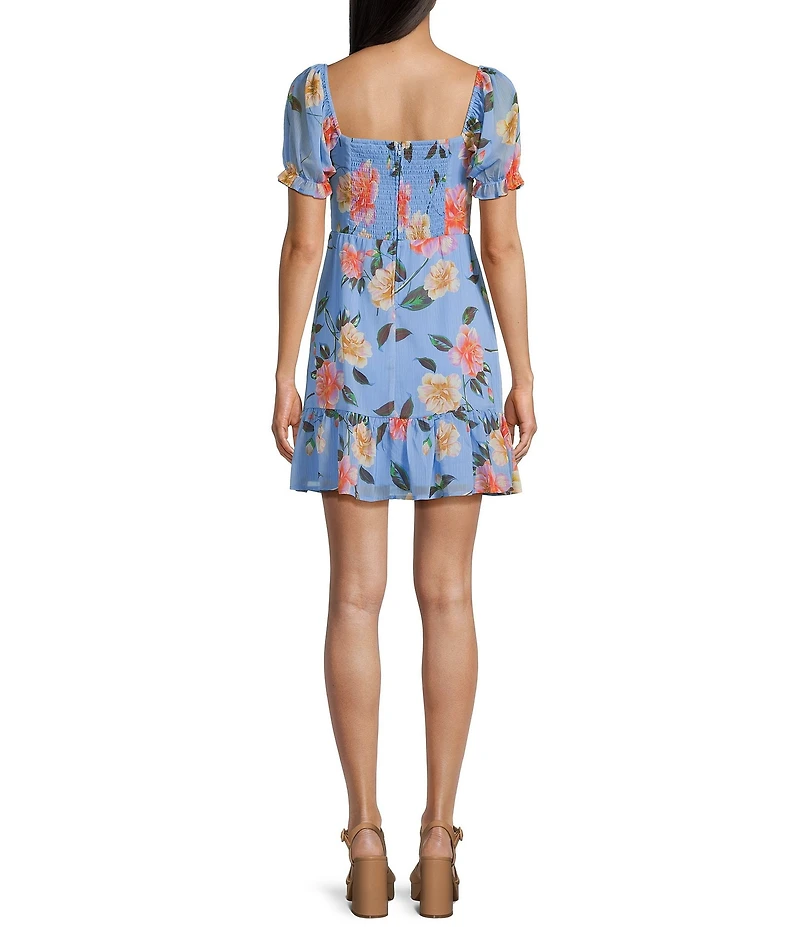 GB Floral Printed Chiffon Mini Dress
