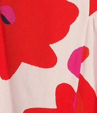 GB Floral Printed Linen Blend Open-Back Midi Dress