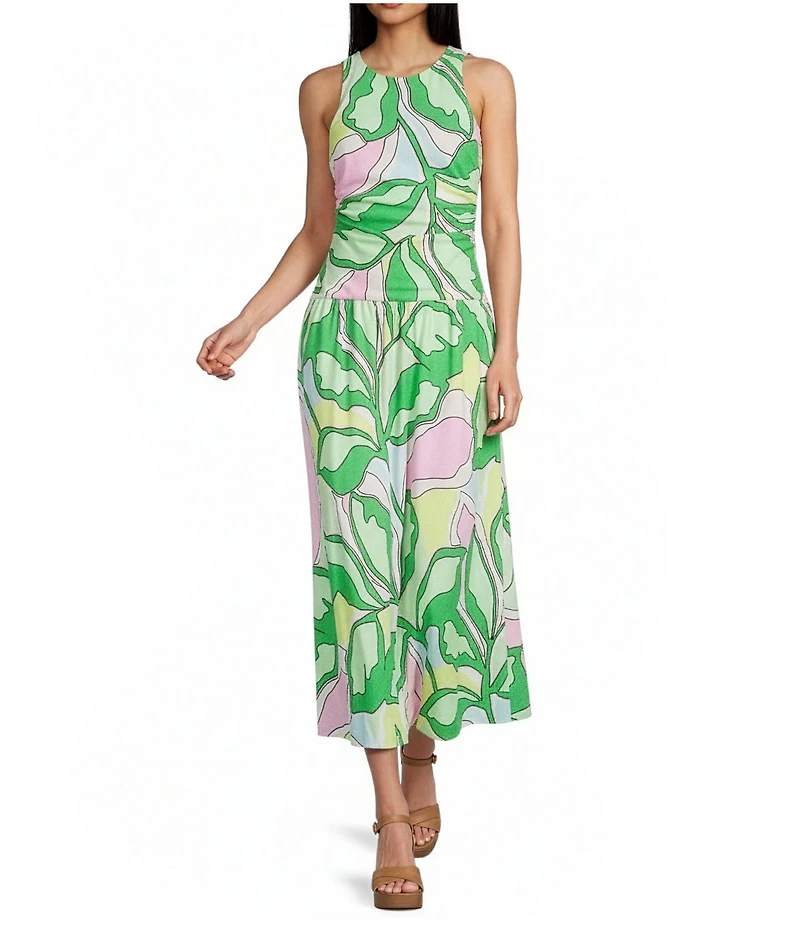 GB Floral Printed Open Back Drop Waist Maxi Dress