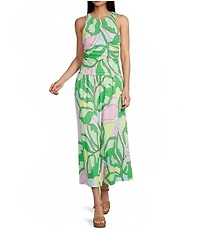 GB Floral Printed Open Back Drop Waist Maxi Dress
