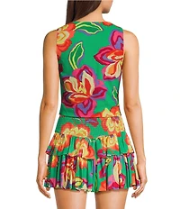 GB Multi Floral Printed Linen Blend Vest