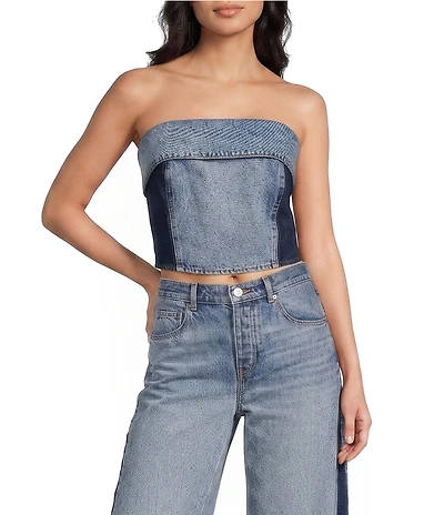 GB Fold Over Denim Tube Top