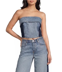 GB Fold Over Denim Tube Top